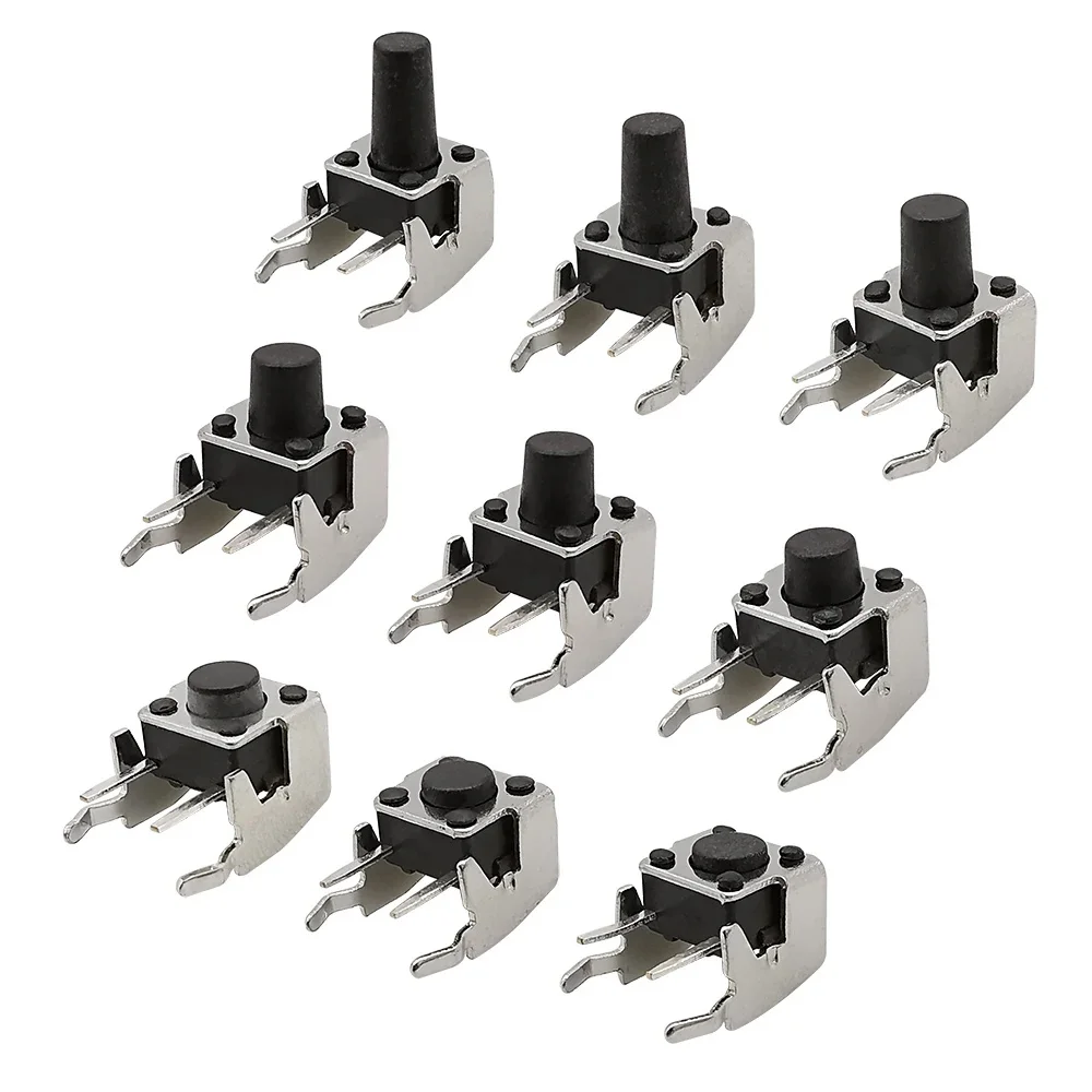 100 sztuk/partia 6x6mm Panel PCB chwilowy dotykowy takt Mini przełącznik wciskany kątowy ze stentem 6x6x4.3/4.5/5/6/7/7.5/8/9/10mm — zdjęcie 2