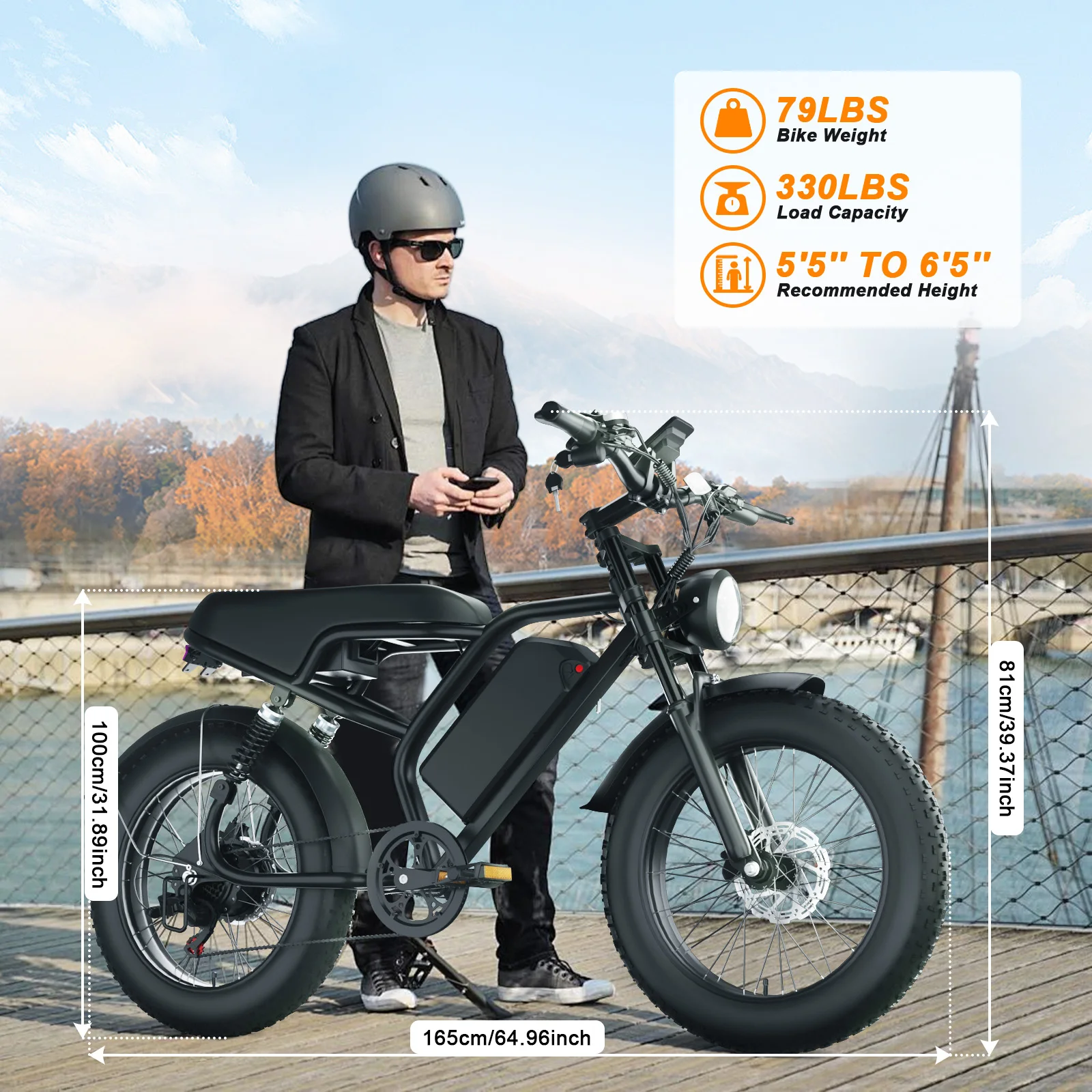 

1000W Beast Off-Road Ebike | 20" Fat Tire Hydraulic Brake | 48V16AH Long-Lasting Lithium Battery Adult Mountain Road E-Bike
