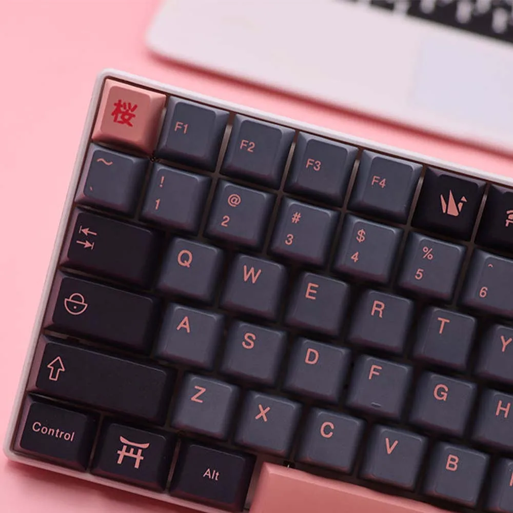 Imagem -02 - Kyomot 151 Chaves Gmk Noite Sakura Keycap Tintura Sub Cereja Perfil Pbt Japonês Keycaps para mx Personalizar Interruptor Teclado Mecânico