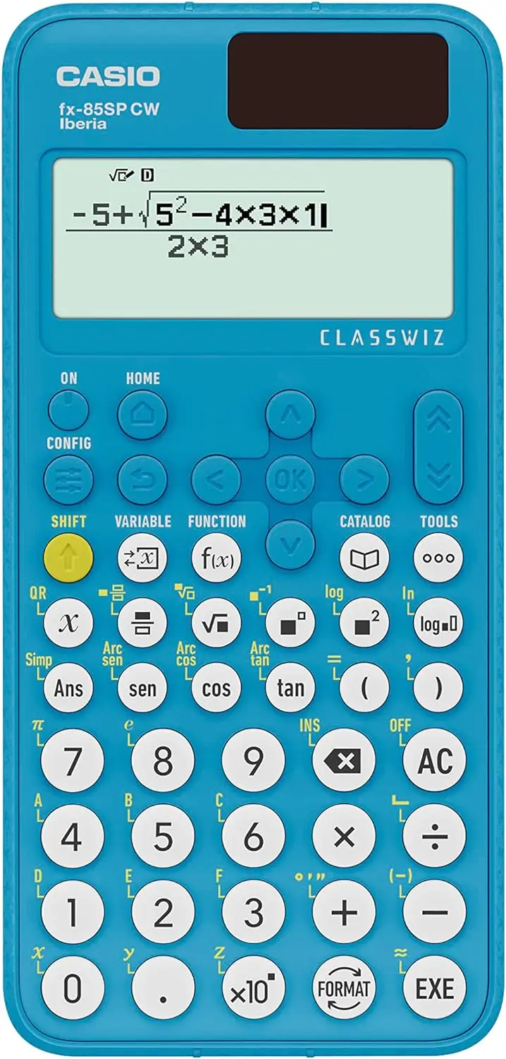 Casio FX-85SP CW - Calculadora Científica, Recomendada para el Curriculum Español y Portugués, 5 Idiomas, más de 300 Funciones, Solar, Color Azul