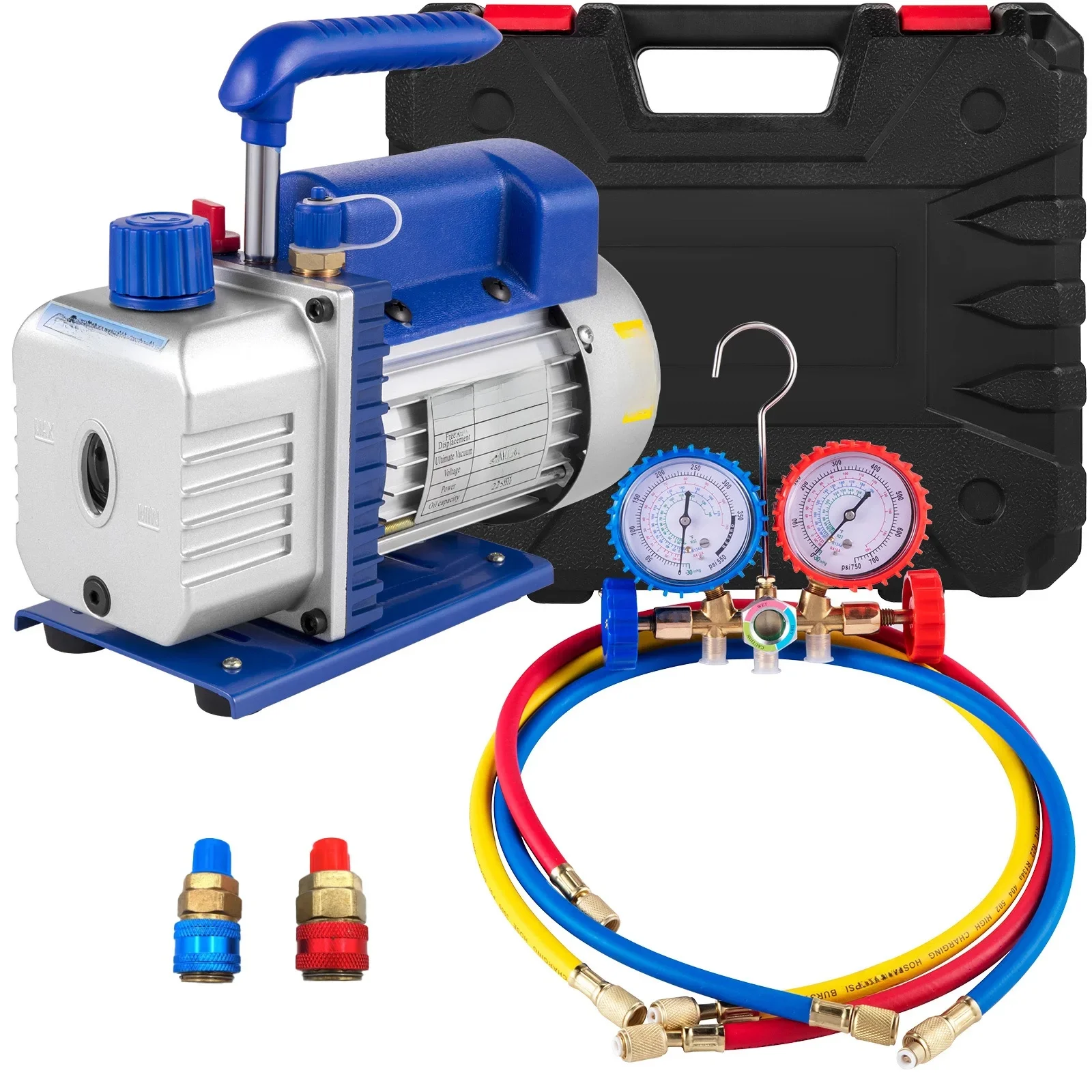 VEVOR 4CFM 1/3HP pompe à vide chambre à vide de climatisation pompe de séchage sous vide HVAC réfrigération R22 R12 R134A R502 adaptateur de climatisation 3