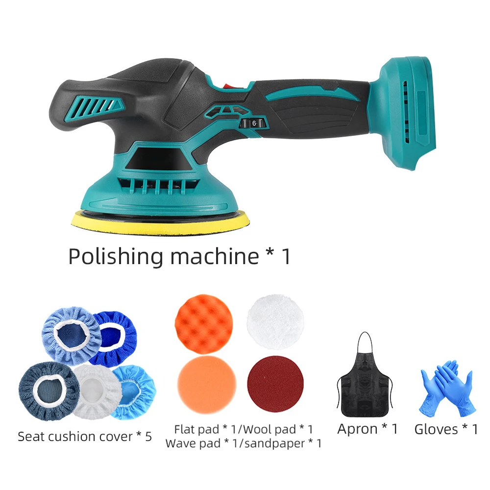 Akku-Autopolierer, 6 Gänge, verstellbar, automatisch, elektrisch, Wachsen, Schleifen, Versiegelung, Glasur, Elektrowerkzeug, passend für 18-V-Batterie-Pin von Makita
