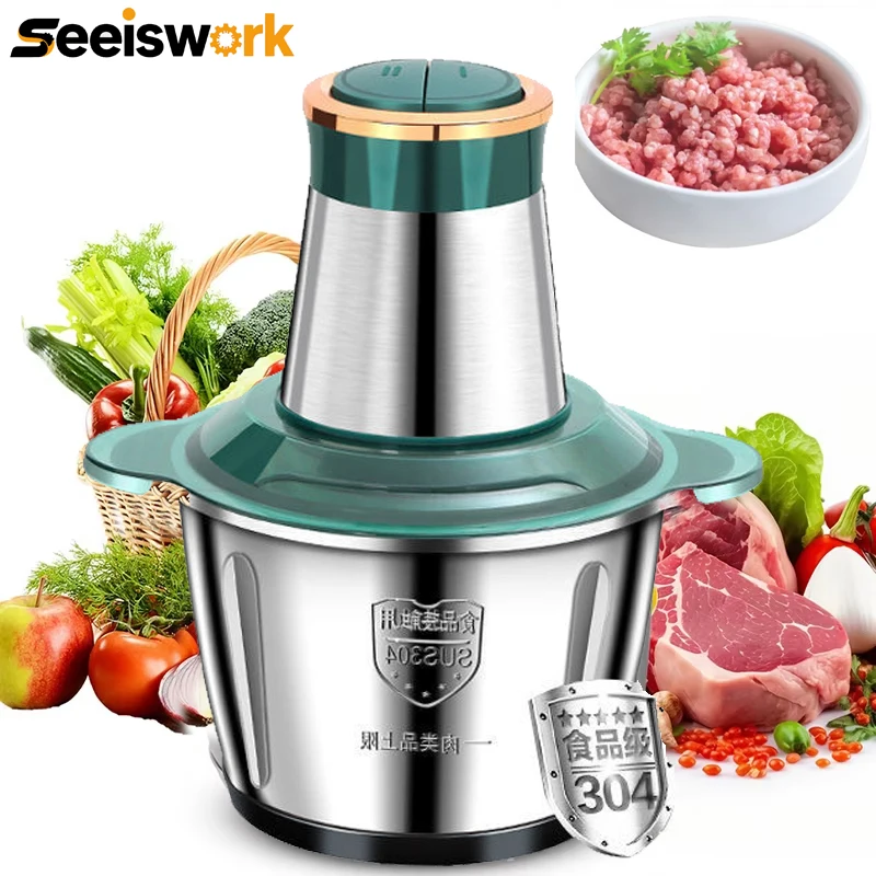 Nuevo Picadora de carne automática de acero inoxidable de gran capacidad, licuadora para el hogar, máquina de cocina multifunción, ajuste de 2 velocidades