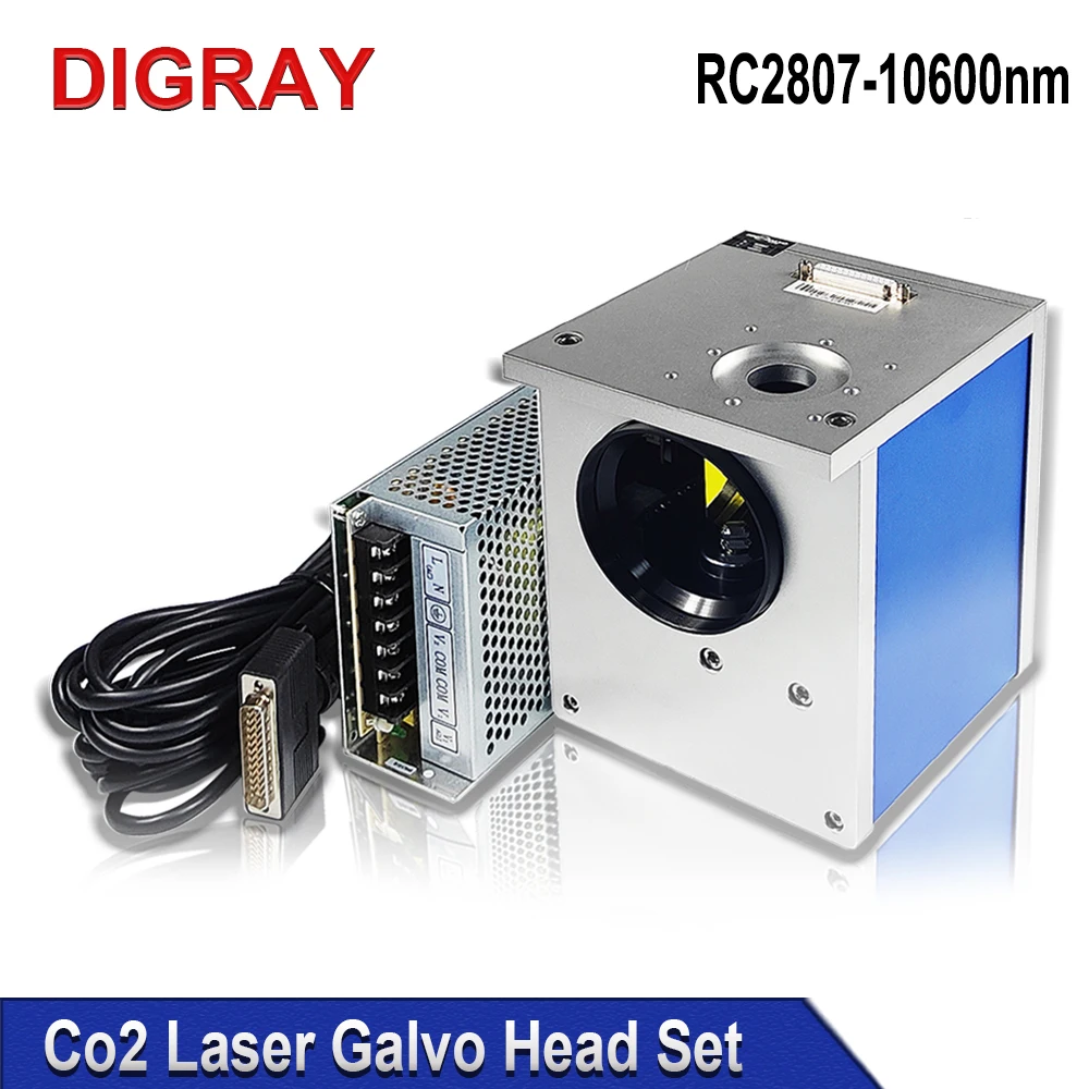 DIGRAY SINO-GALVO RC2807 2808 CO2 Laser Scanning Galvo Head 10.6um Input Aperture16/20mm Galvanometer Scanner with Power Supply