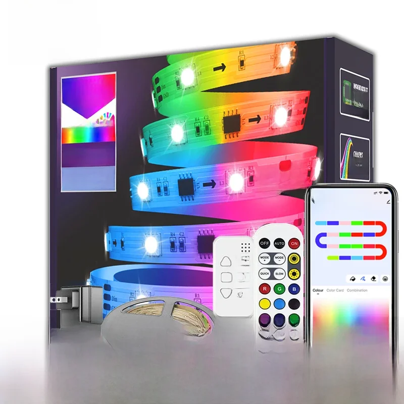 WS2811 Dreamcolor LED Strip Lights, 16.4ft/5m RGBIC TUYA WiFi Phone App Controlled Waterproof Smart Music Sync Light Strip — zdjęcie 2