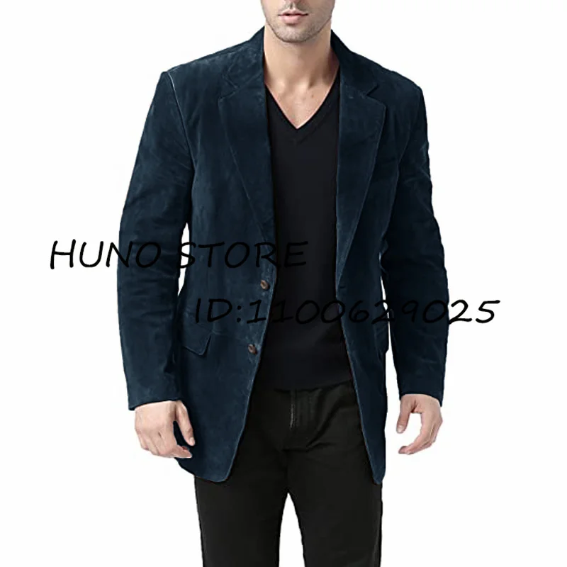 Men\'s Suede Jacket With Single Breasted Slim Fit Suitable for Business Fashion and Leisure Men Spring Jackets Man Dress Up Suit