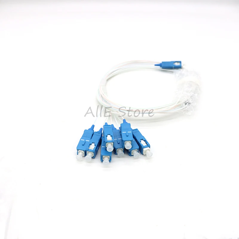 High Quality 10 PCS/Lot 1X8 SC/UPC PLC Splitter SM Single Mode 0.9mm G657A1 LSZH PVC 1m FTTH Fiber Optic Splitter Free shipping