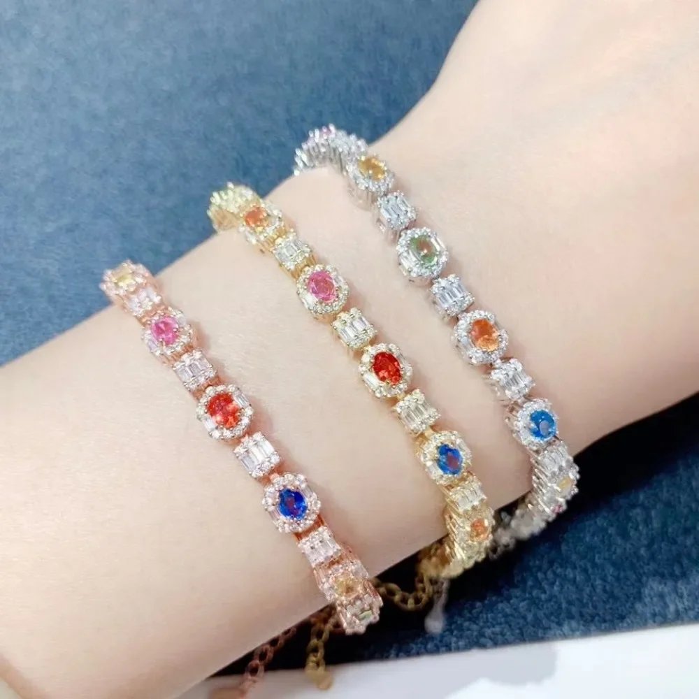 

KJJEAXCMY Brand Boutique Women's Bracelet Jewelry 925 Sterling Silver Natural Color Sapphire as a Birthday Gift for Girlfriend