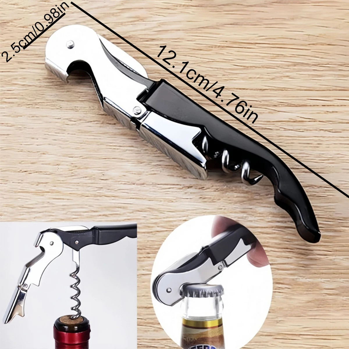 1pc wine key wine opener Professional Waiter Corkscrews Stainless bottle opener Fold Serrated Foil Cutter Key, Multifunctional T