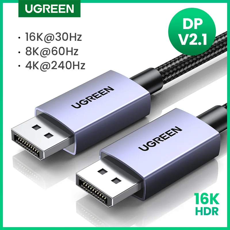 UGREEN 16K Displayport Cable DP2.1 8K 4K144Hz Video Audio Cable for Xiaomi TV Box PC Laptop Monitor Game DP Cable Display Port