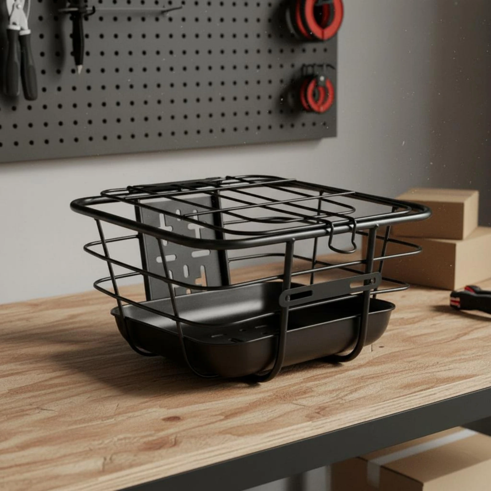 Front Bike Basket Metal Wire Open Cage Raised Rim Handlebar Mount Bicycle Storage Basket for Shopping Commuting Cycling