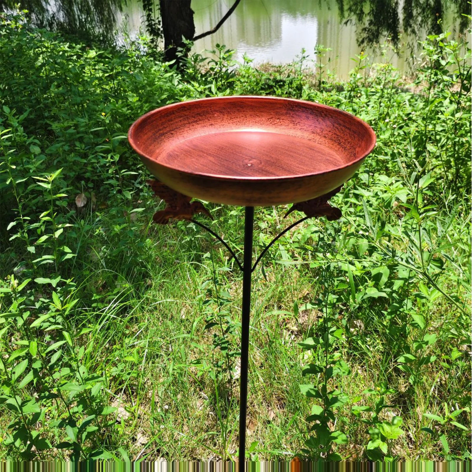 Metal Bird Bath 5 Prongs Base Stake Bird Feeder Garden Supplies Multipurpose Decoration Birdfeeder for Lawn Outside Backyard