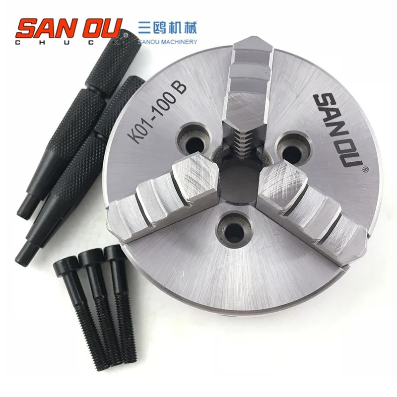 Mandrino per tornio a 3 griffe 100mm mandrino per tornio in legno di marca SANOU Mini mandrino autocentrante K01-100B per Mini tornio in legno