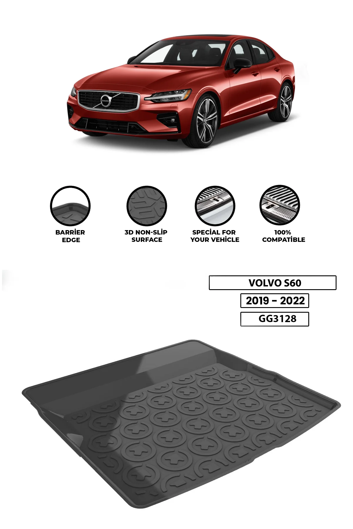 For VOLVO-S60-2019-2022 luggage compartment Diffuser Extension Rear Bumper Attachment Luggage compartment