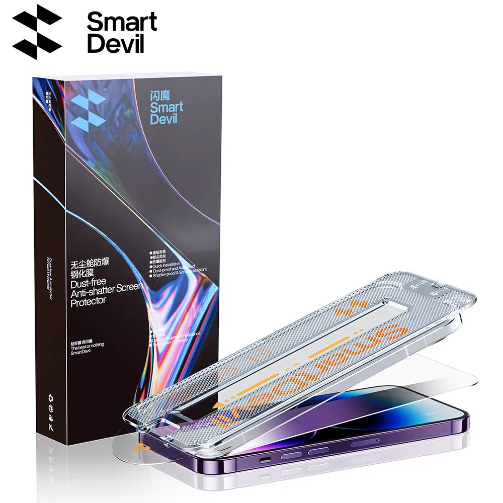 SmartDevil for iPhone 14 Pro Max 13 Full Cover Screen Protector Tempered Glass One touch Easy install Edge to Edge Clear