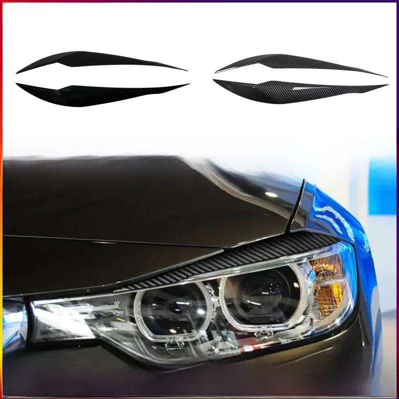 Autocollants de couverture de sourcils de lampe de phare automatique, pour BMW série 3 F30 F31 318i 320i 2012 – 2018, couvercles de paupières de voiture, nouveau ABS carbone