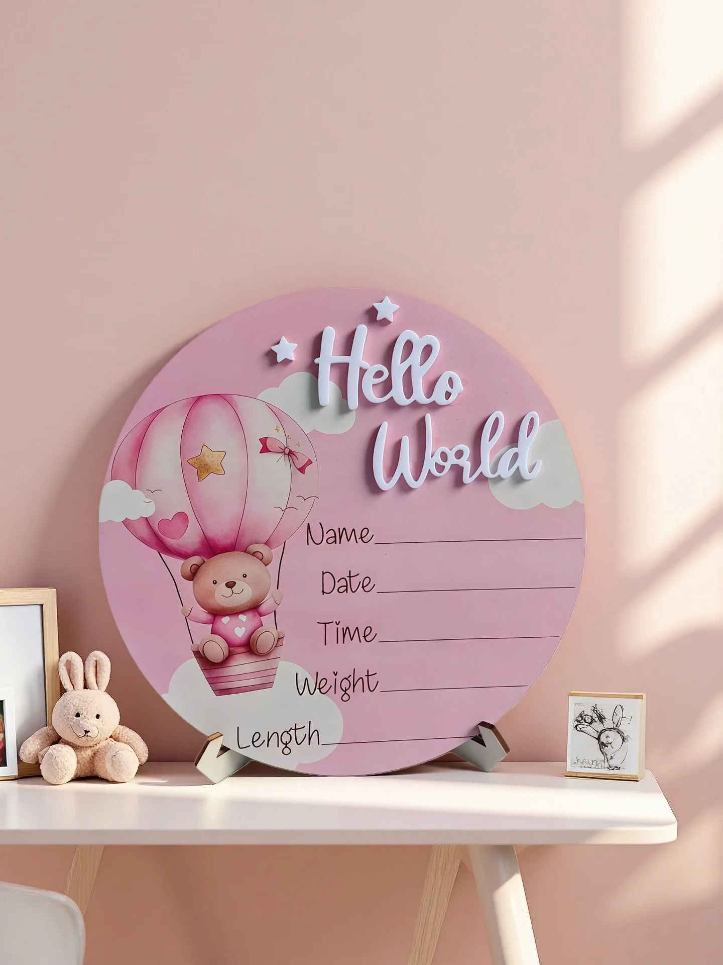 Baby Bear Hot Air Balloon Memorial Plaque Newborn Photography Prop Popular Gift for Expectant Mothers And New Families - view 2