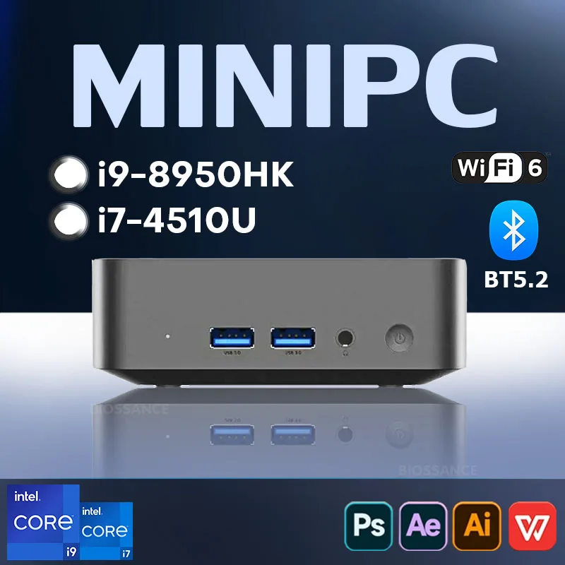 Mini PC Windows 11 Intel Core i9 8950HK/i7 4510U 16GB RAM 1TB/2TB SSD PC Desktop Portatile WIFI 6 BT 5.2 4K HD Gaming Ufficio Studio MiniPc