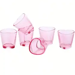 6Pcs Heart Shaped Shot Acrylic Material Set Mini Shot Glasses Tequila Heart Cup For Whiskey Party