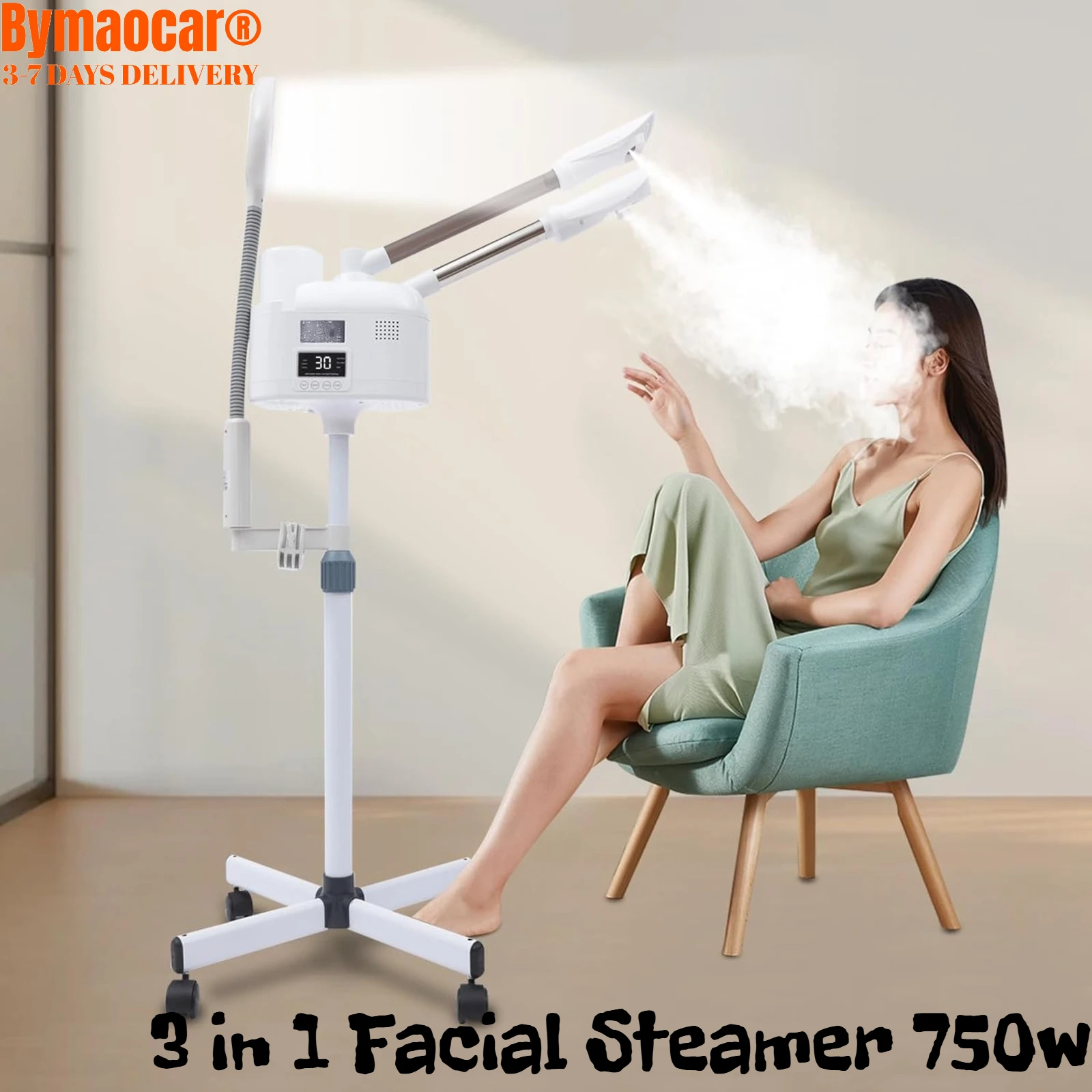 

3-in-1 Hot & Cold Nano Mist Facial Steamer Machine with LED Light & Magnifying Glass for Deep Cleansing, Home Salon & Skin Care