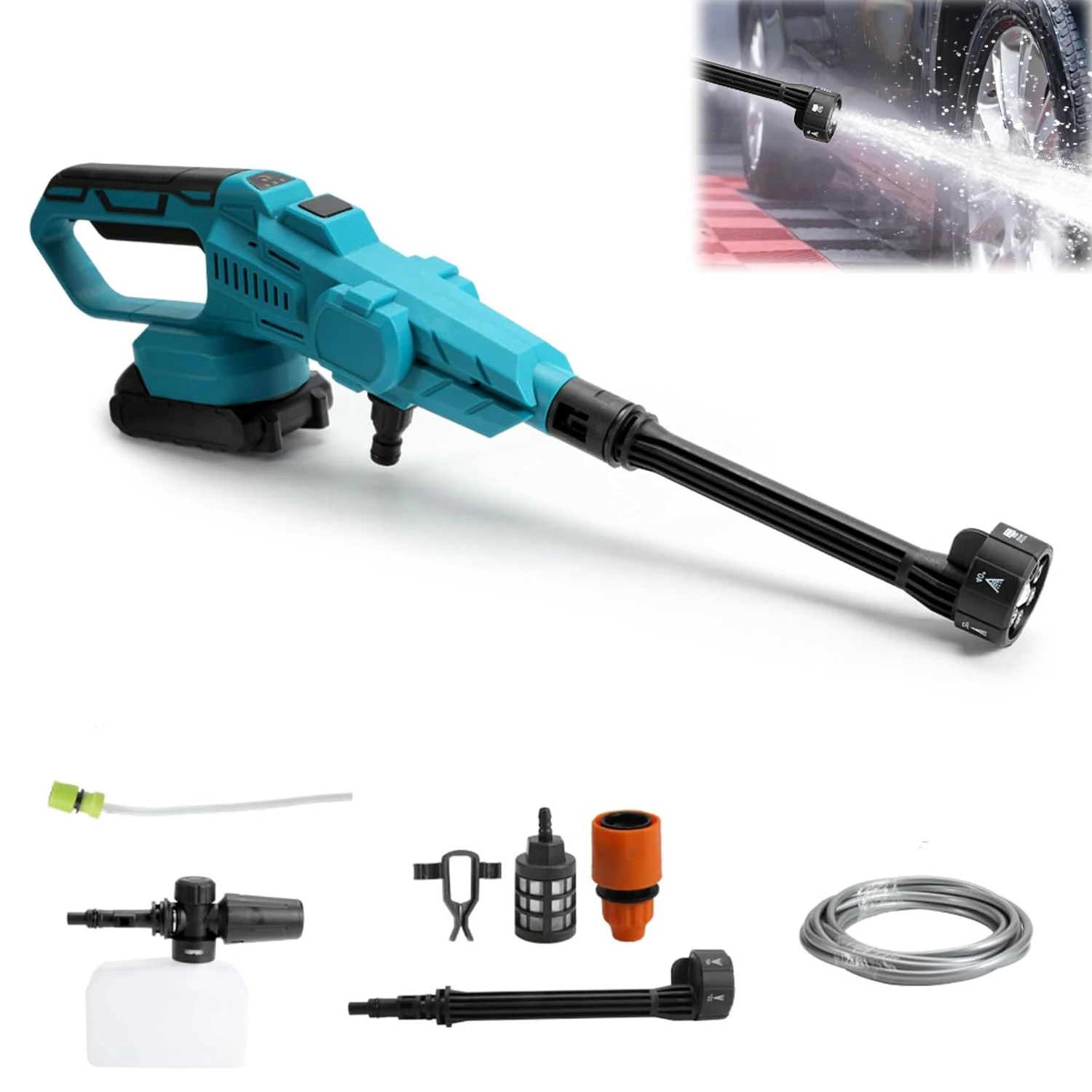 Press Washer 80Bar Portable Pressure wash With 6-in-1 Nozzle With my Batteries 380 L/H (6.3 L/min) Brushless Motor