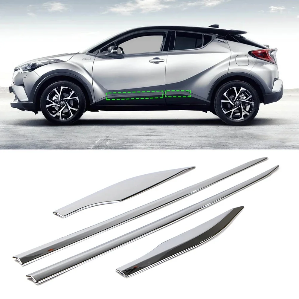 Korpus drzwi osłona paska bocznego samochodu do Toyota C-HR CHR 2017 2018 2019 2020 2021 chromowana stylizacja zewnętrzna wykończeniowa 4 szt — zdjęcie 2