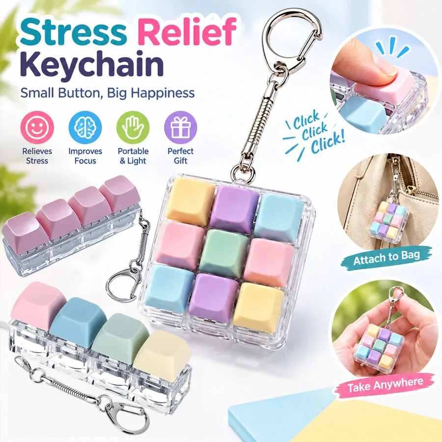 Press Keyboard Key Toy Decompression 4/9 Keyboard For Adults Antistress Toys Anti Stress Finger Keyboard Games Keychain ﻿