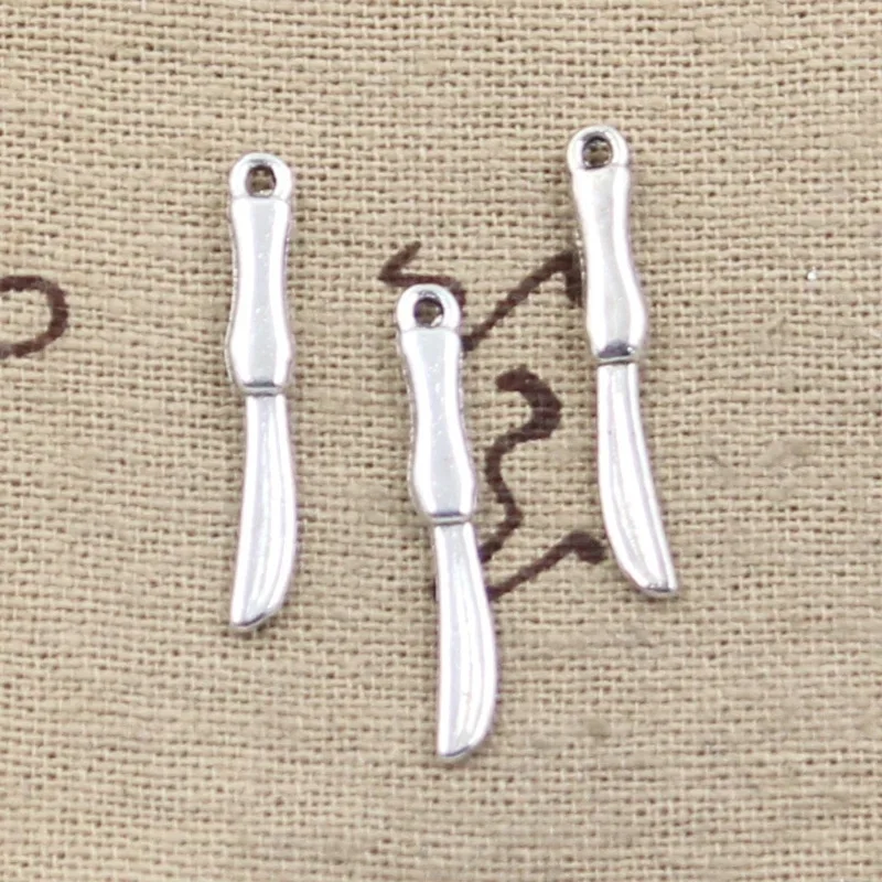 50 sztuk Charms narzędzia nóż 25x4mm antyczne antyczne srebro kolorowy platerowany wisiorki dokonywanie DIY Handmade tybetański srebrny kolor biżuteria — zdjęcie 2