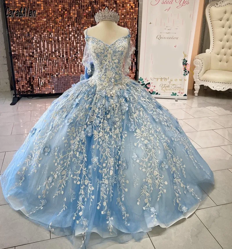 

Роскошные платья Cara & Alan 15 лет 2022, платья Quinceanera, милые 16 кружевные аппликационные мексиканские девушки XV платья для выпускного вечера