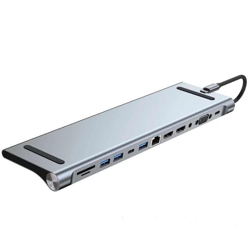 12-in-1 USB C Docking Station Dual 4K HDMI MST 100W PD RJ45 SD TF USB 3.0 USB 2.0 Audio Hub