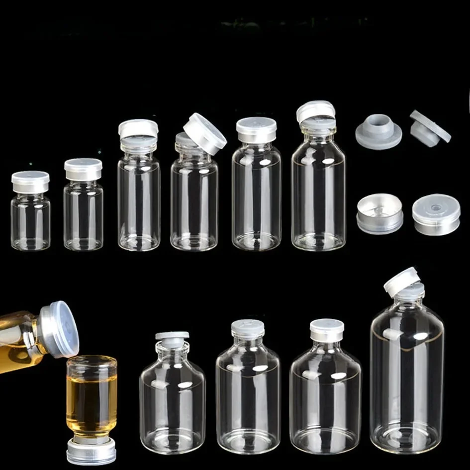 50 zestaw/partia 10ml 12ml 15ml 25ml 30ml 40ml 50ml 20 zębów fiolki iniekcyjne małe szklane butelki medyczne eksperymentalne butelki testowe — zdjęcie 2
