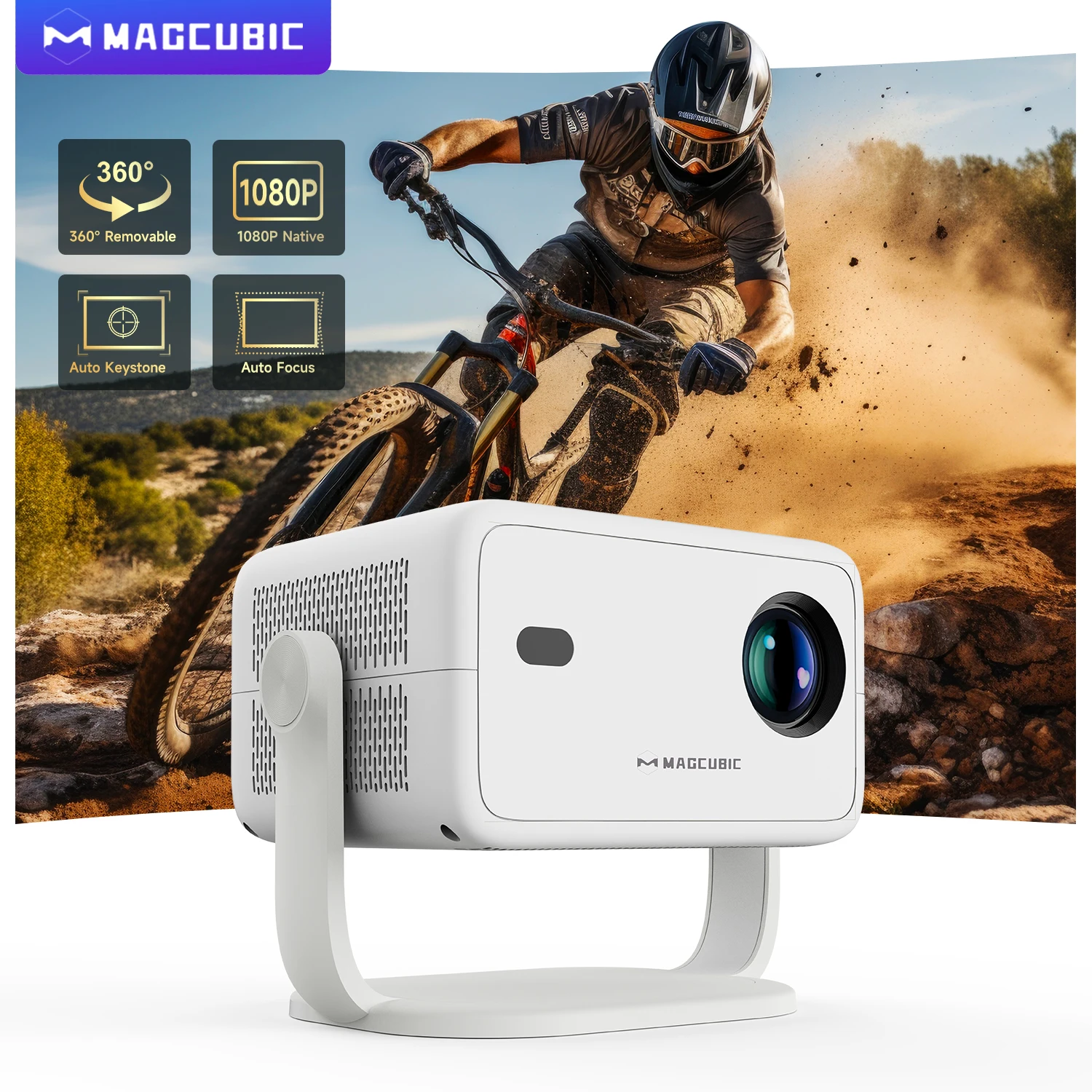 Magcubic 4K L018 Projector 650ANSI Native 1080P Auto Focus & Keystone 360° Rotate Android 11 BT 5.2 WIFI6 Portable Home Theater