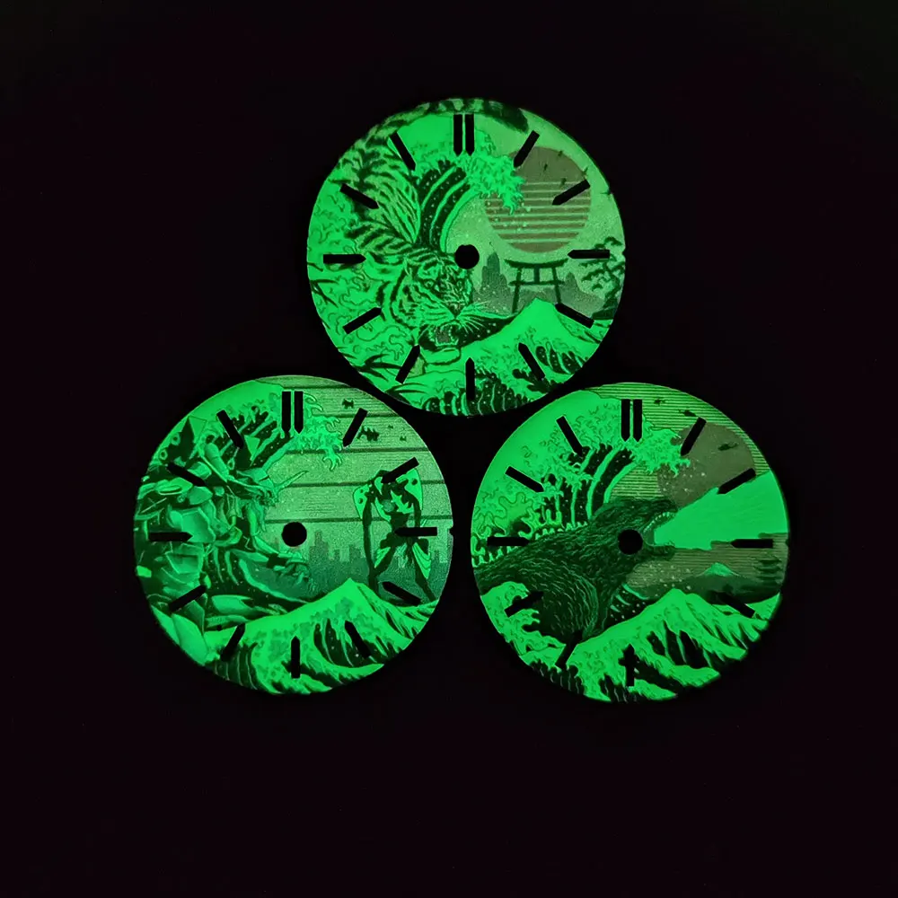 ساعة NH Dial 35 Creative Kanagawa 28.5 ملم قرص ساعة لوحة زيتية مضيئة بالكامل متوافقة مع حركة Eta 2824/Miyota 8215