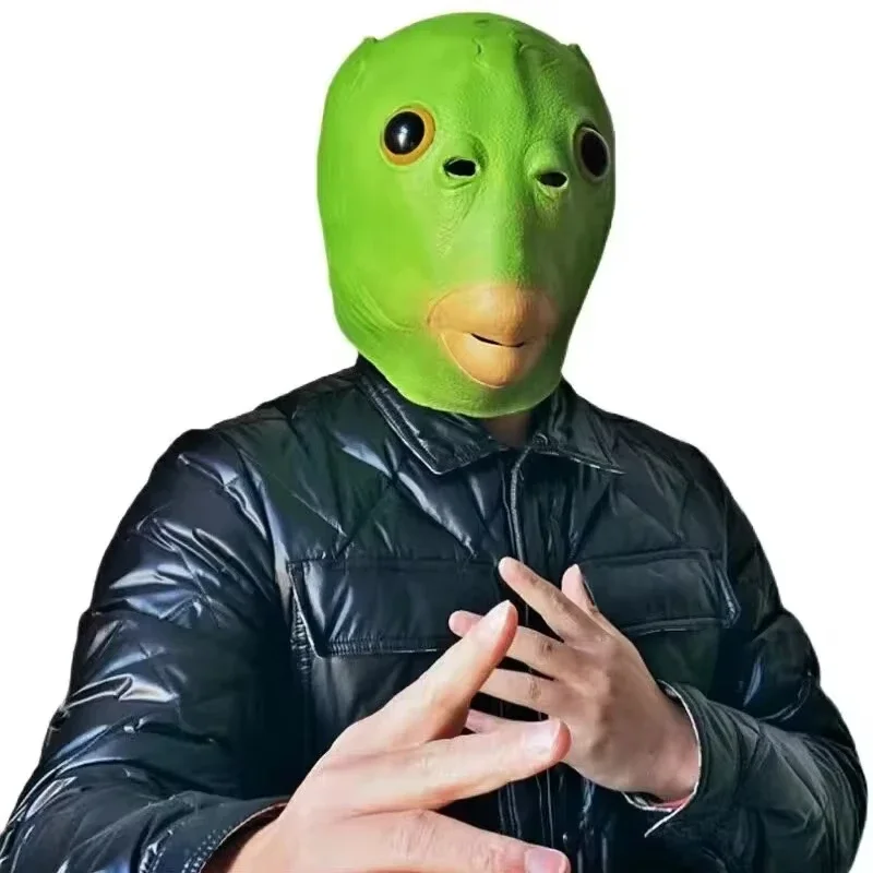 Masque de tête de poisson vert, jouet, Sculpture de sable, jeu étrange couvre-tête de poisson vert