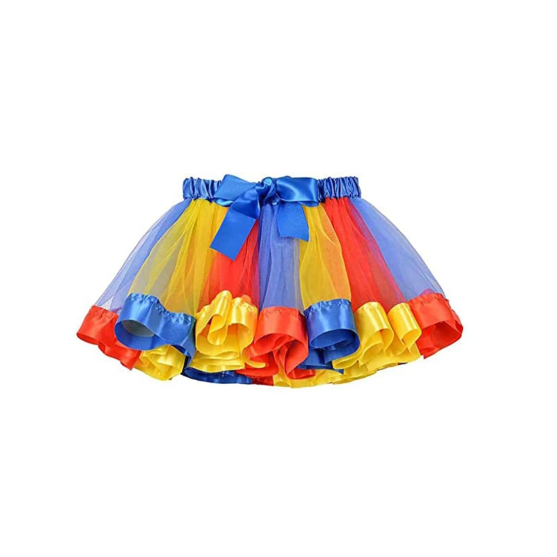 Women Girls Rainbow Tutu Skirt Adult Kids Mini Skirt for Party Birthday Halloween Mesh Ballet Tutu Dress Up Shorts