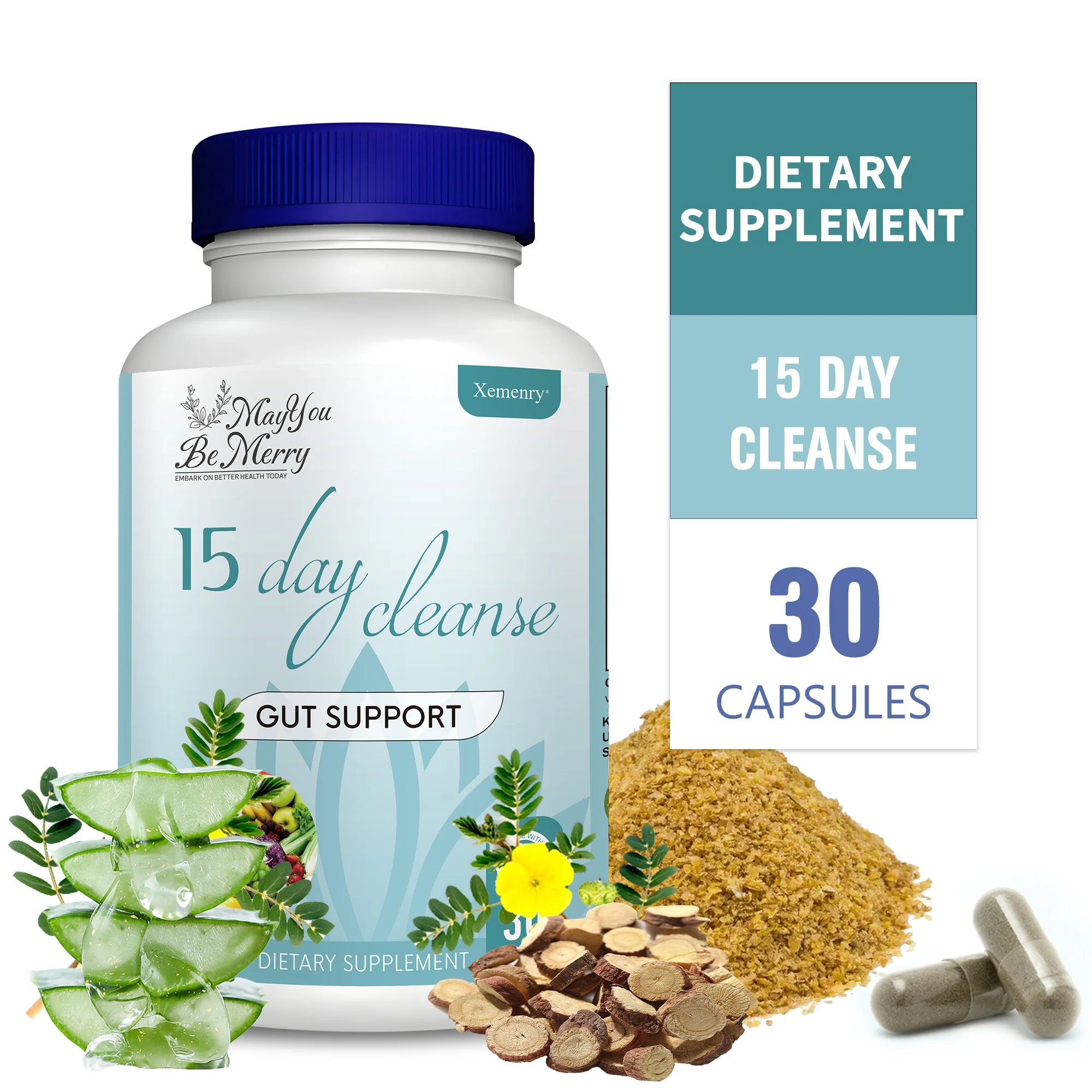 15 Day Cleanse and Detox - Reduce Abdominal Pain, Bloating, Constipation and Aid Gut Health - 30 Capsules