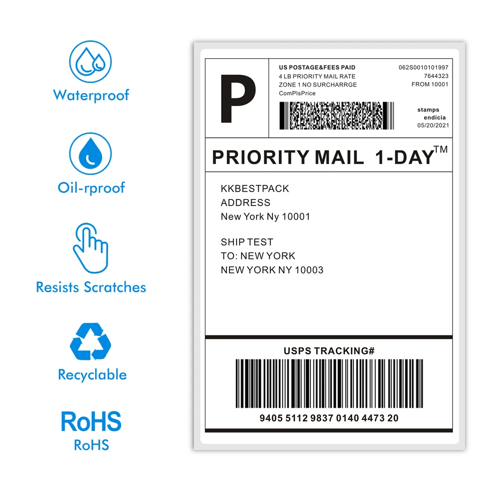 Thermal Shipping Labels 4x6\'\' Shipping Label for Thermal Label Printer (500 Labels ) address label stickers for Zebra print