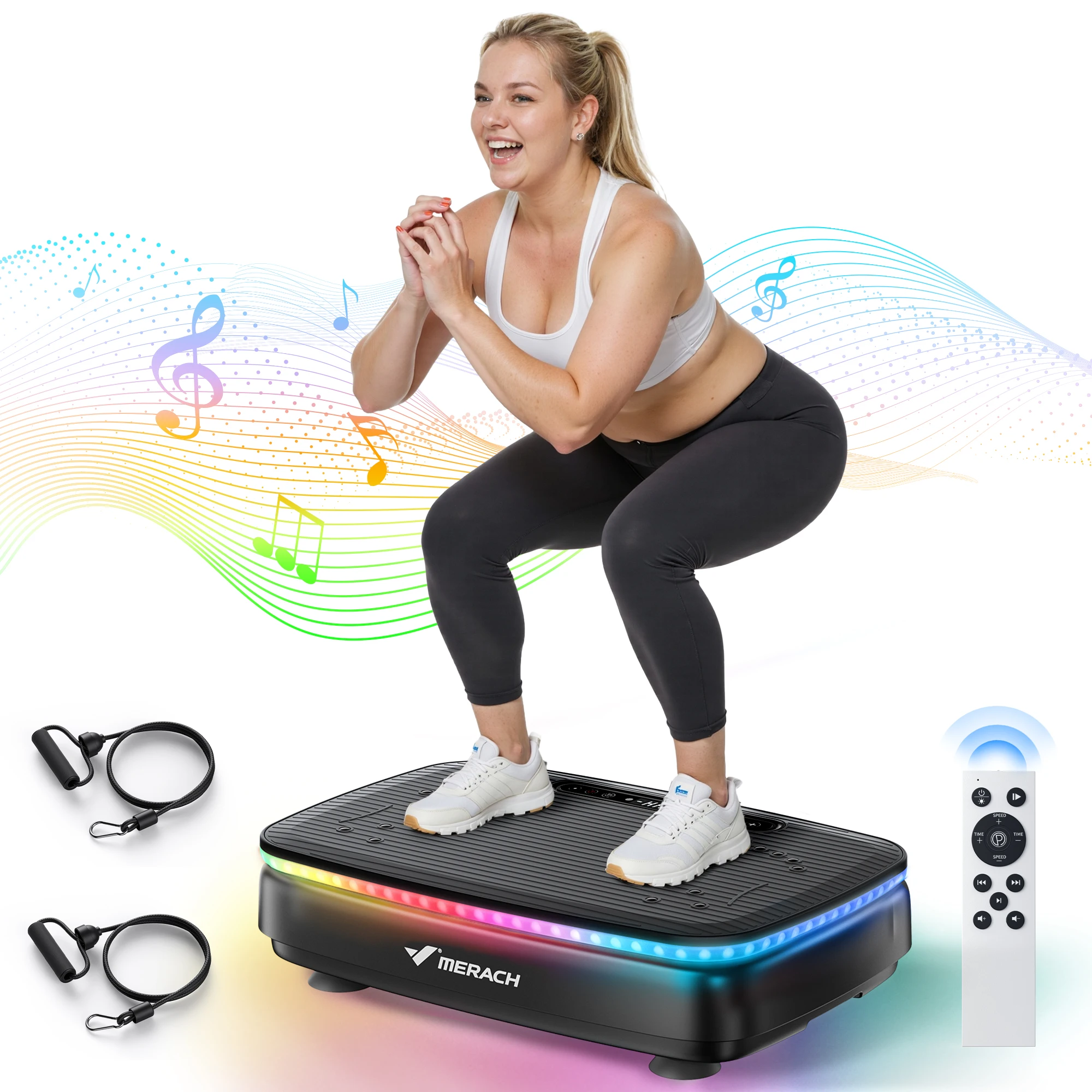 

MERACH Vibration Plate Exercise Machine with Light Whole Body Workout Power Vibrate Platform Vibration Plate Lymphatic Drainage