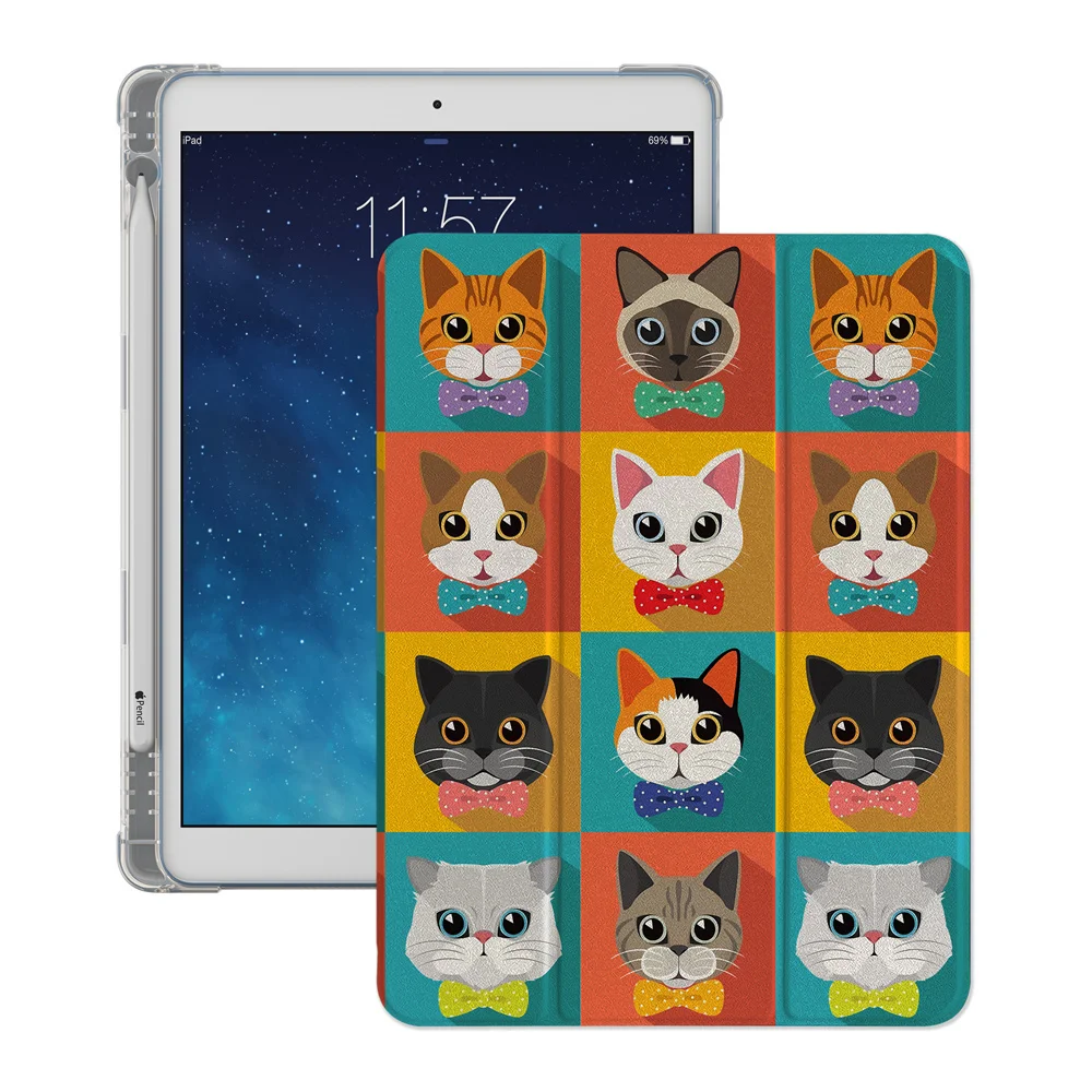 Kawaii Cartoon Cat Case For iPad Air 2025 Pro 11 inch 2024 iPad Air 5/4 10.9 10th 10.2 9.7 inch Air3 10.5 mini 6/5/4 Cover Cases
