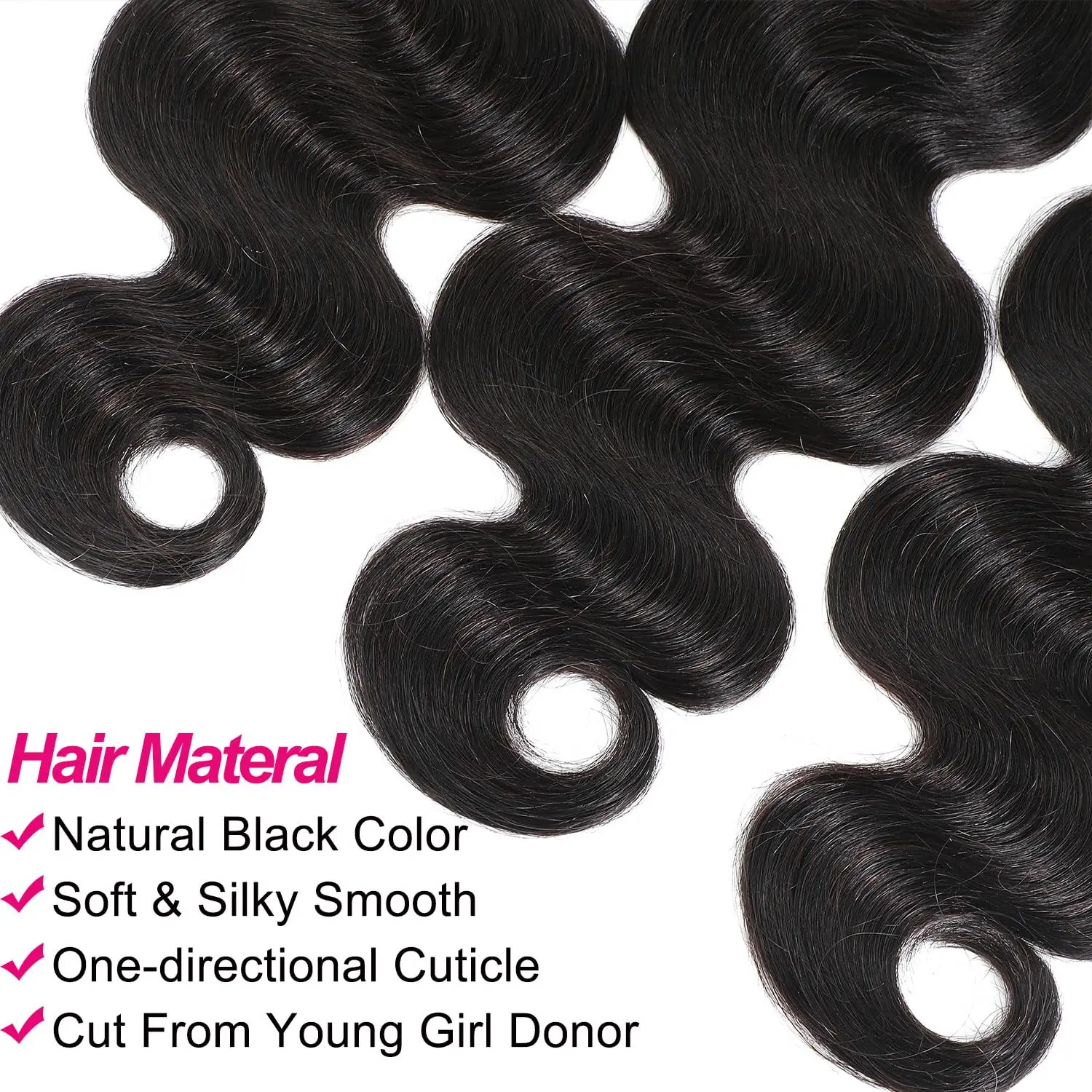 Human Hair 1 3 Bundles Body Wave Human Hair Bundles Unprocessed Brazilian Virgin Hair Bundles Weave #1B Natural Color For Women