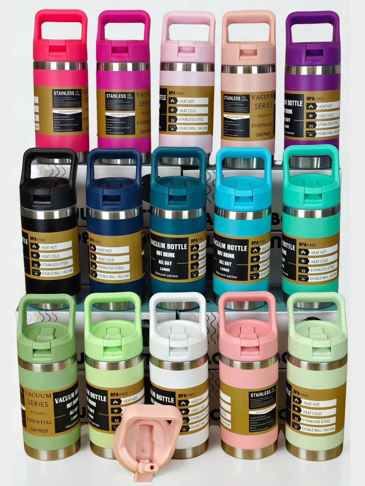 ترمس Fab-26 304 Sus 360 مل من الفولاذ المقاوم للصدأ مع مكنسة كهربائية مزدوجة الجدار، غطاء قابل للإزالة مع قش قابل للسحب، مقبض مريح، خالي من مادة Bpa، يحافظ على مشروبات باردة أو ساخنة لساعات المكتب، مثالي للمكتب، #1