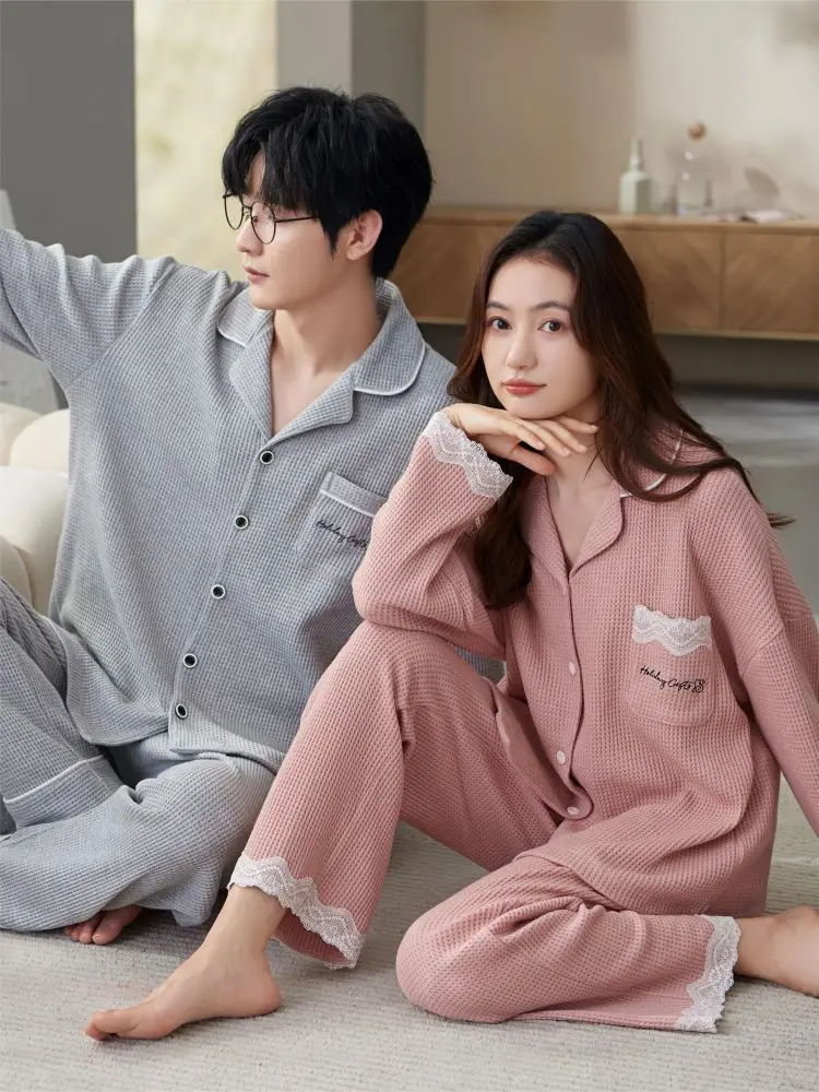 Couple Sleepwear Women\'s Winter Pajamas Cotton women Pyjama Satin Sexy pajama Woman Loungewear Set Underwear Men Nightie