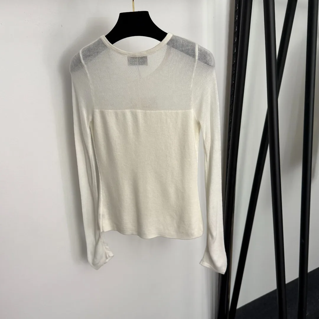 

Женский черный вязаный кардиган с прозрачными вставками и декоративными пуговицами, облегающий повседневный топ с длинными рукавами