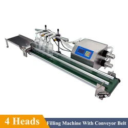 1-4 Heads Tabletop Automatic Low Viscosity Liquid Filling Machine Juice Water Bottles Filler With Conveyor Belt