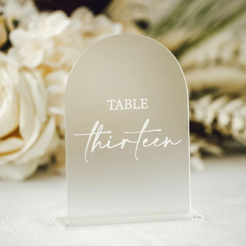 

Frosted Arch Wedding Table Number Sign for Wedding Centerpiece Modern Acrylic Calligraphy Wedding Number Sign Party Table Decor