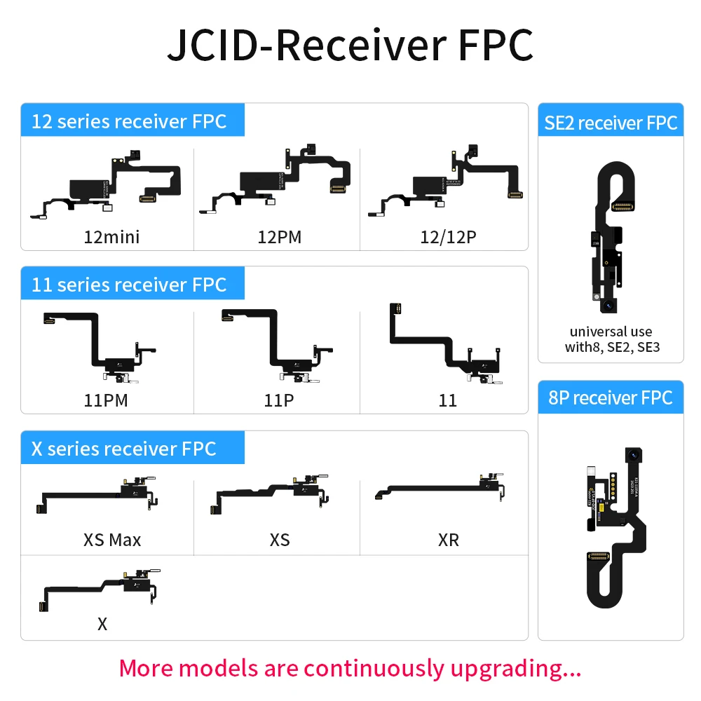 JC V1SE JCID Receiver FPC Test Board Ear Earpiece Speaker Flex Sensor Cable For IPhone 11-13 14 15 TrueTone Face ID Repair Tools