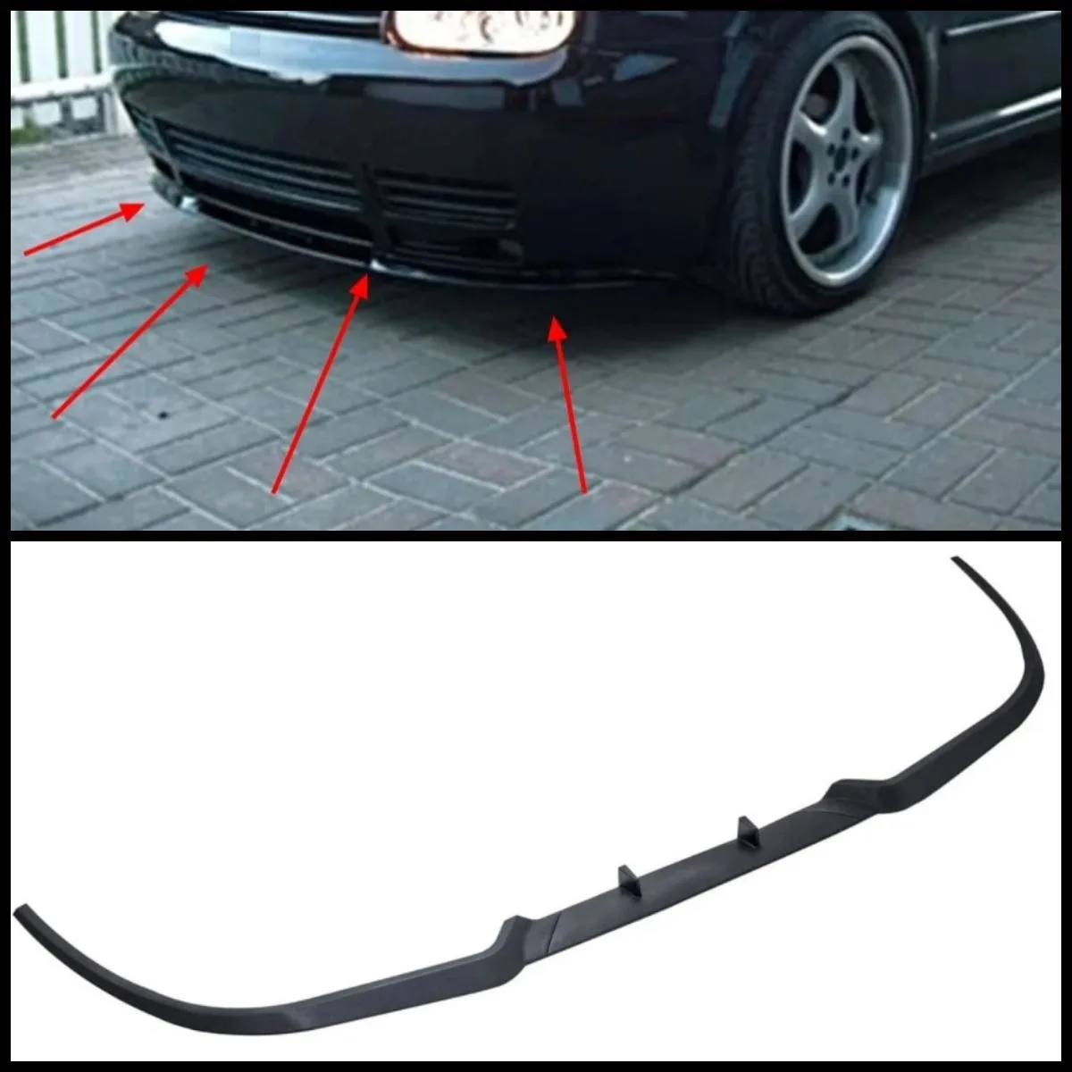 For VW Volkswagen Golf MK4 GTI CUPRA Front Bumper Lip Universal 3PCs Diffuser Black Bumper Lip Spoiler Body Kit Tuning Protector