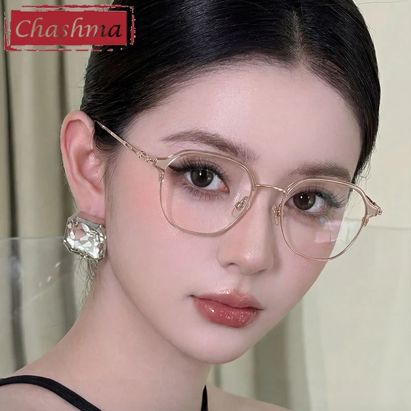 Chashma Round Glasses Frames Women TR 90 Pure Titanium 9 g Eyeglasses Ultra Light Optical Eyewear for Prescription Lenses Gafas