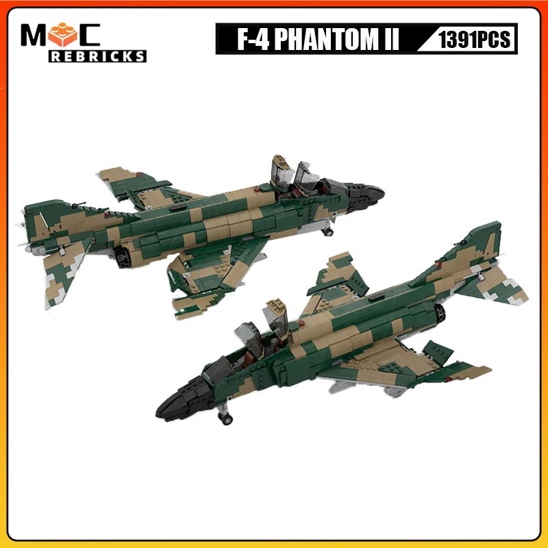 Modern Military War MOC F-4 PHANTOM II Fighter Aircraft Weapon Building Blocks Airplane Model Creative Puzzle Kids Toy Xmas Gift