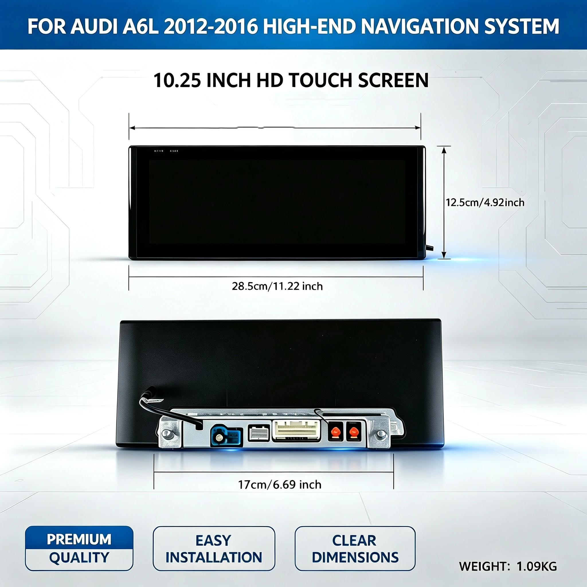 10.25 Inch Android Car Navigation for Audi A6L C7 2012-2016 GPS Bluetooth WiFi Apple CarPlay Android Auto Touch Screen